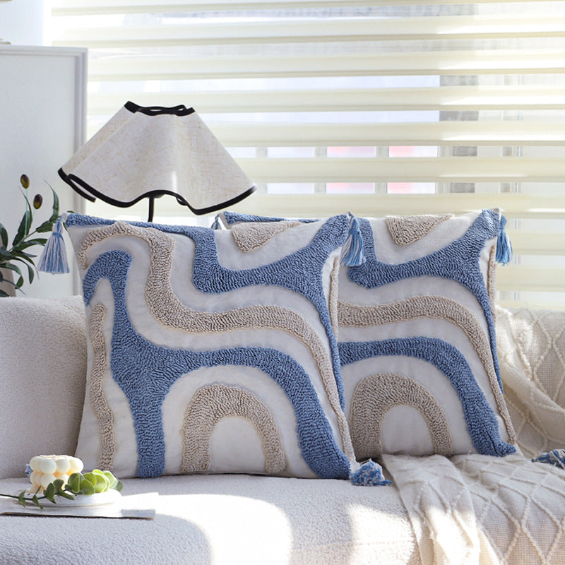 Chambre à coucher bleue Tufted Coussin Coussin Coussin Insert non inclus