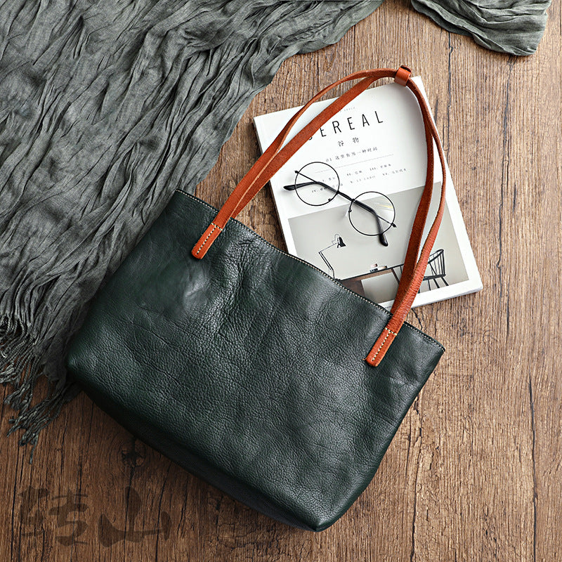 Retro Soft Full-grain en cuir Minimalist sac de pied