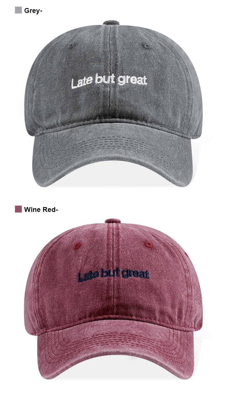 Late But Great Brodé Vintage Lavé Baseball Cap réglable Unisexe Casual Chapeau de papa