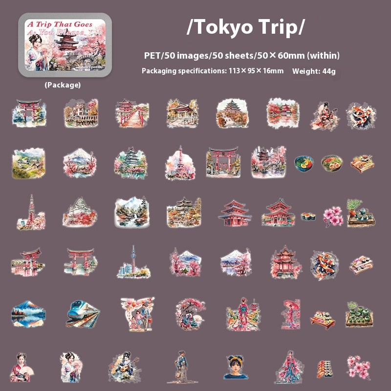 Série Voyage Carnet de voyage PET Stickers
