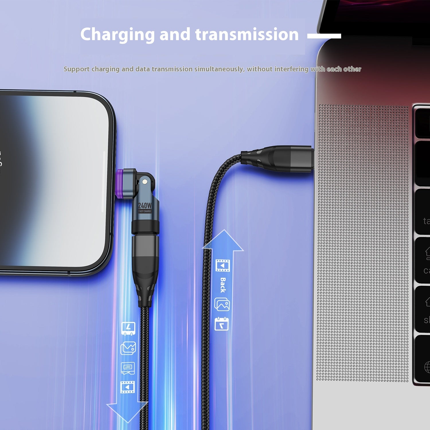 240W Adaptateur magnétique de typeC PD30 ligne de charge rapide
