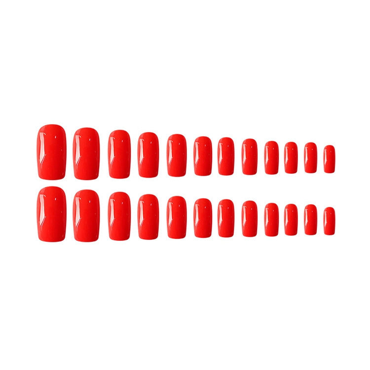 Set de manucure mode 24 pièces rouge fauché long carré Nail Pure Color Design