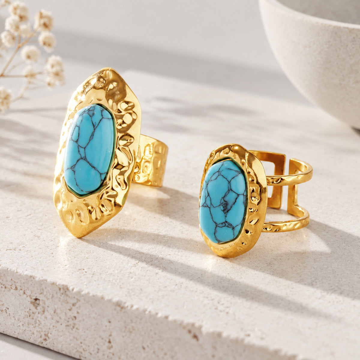 Bague en acier de titane bleu turquoise pour femmes