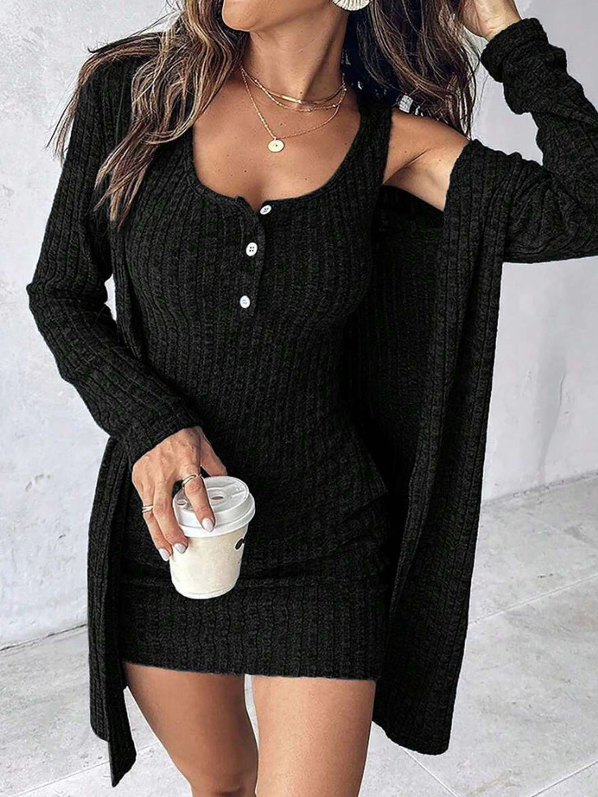 Amazon Europe and the United States Foreign Trade Dress Coat Deux pièces Sexy Slim Solid Col