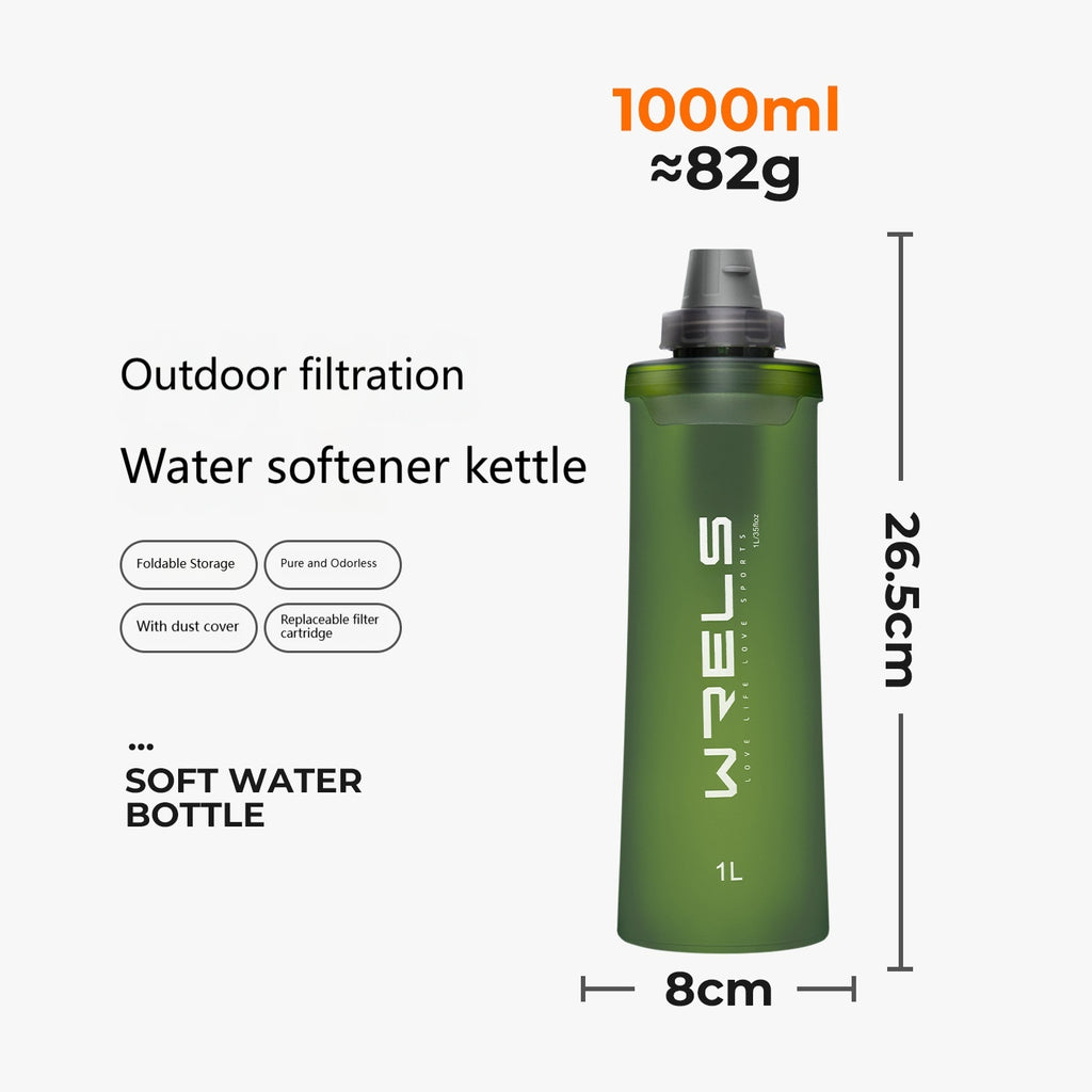 Soft water bottle for portable water purifier