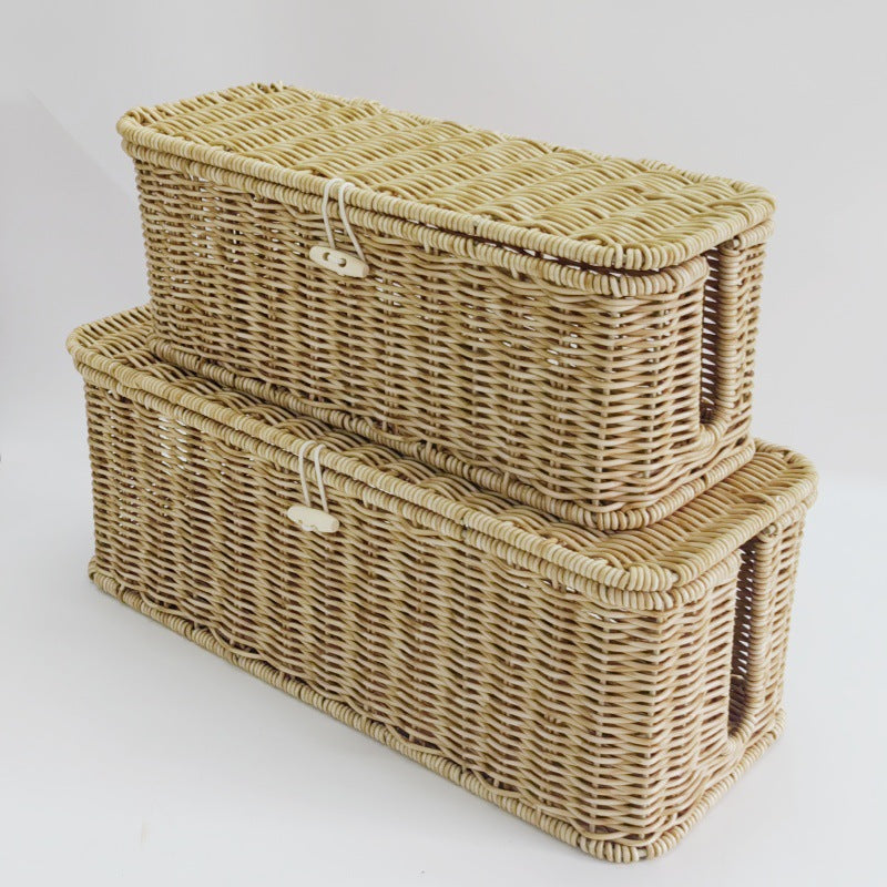 Panier de rangement pour tissés de style rotin et rotin