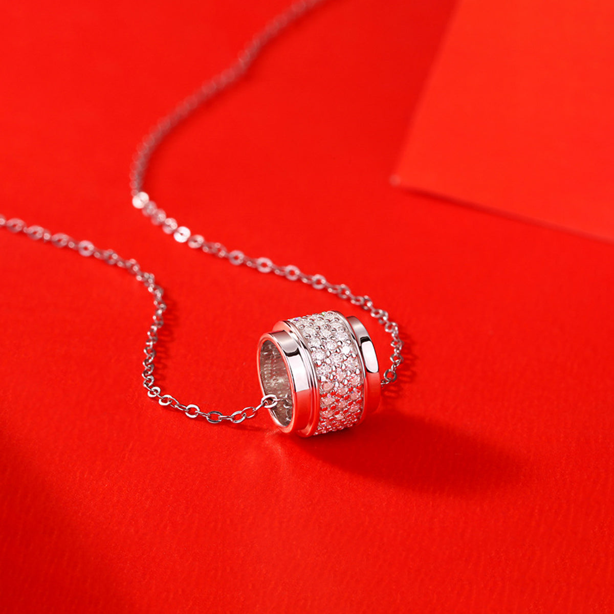 S925 Collier en argent 2,9g Moissanite Barrel
