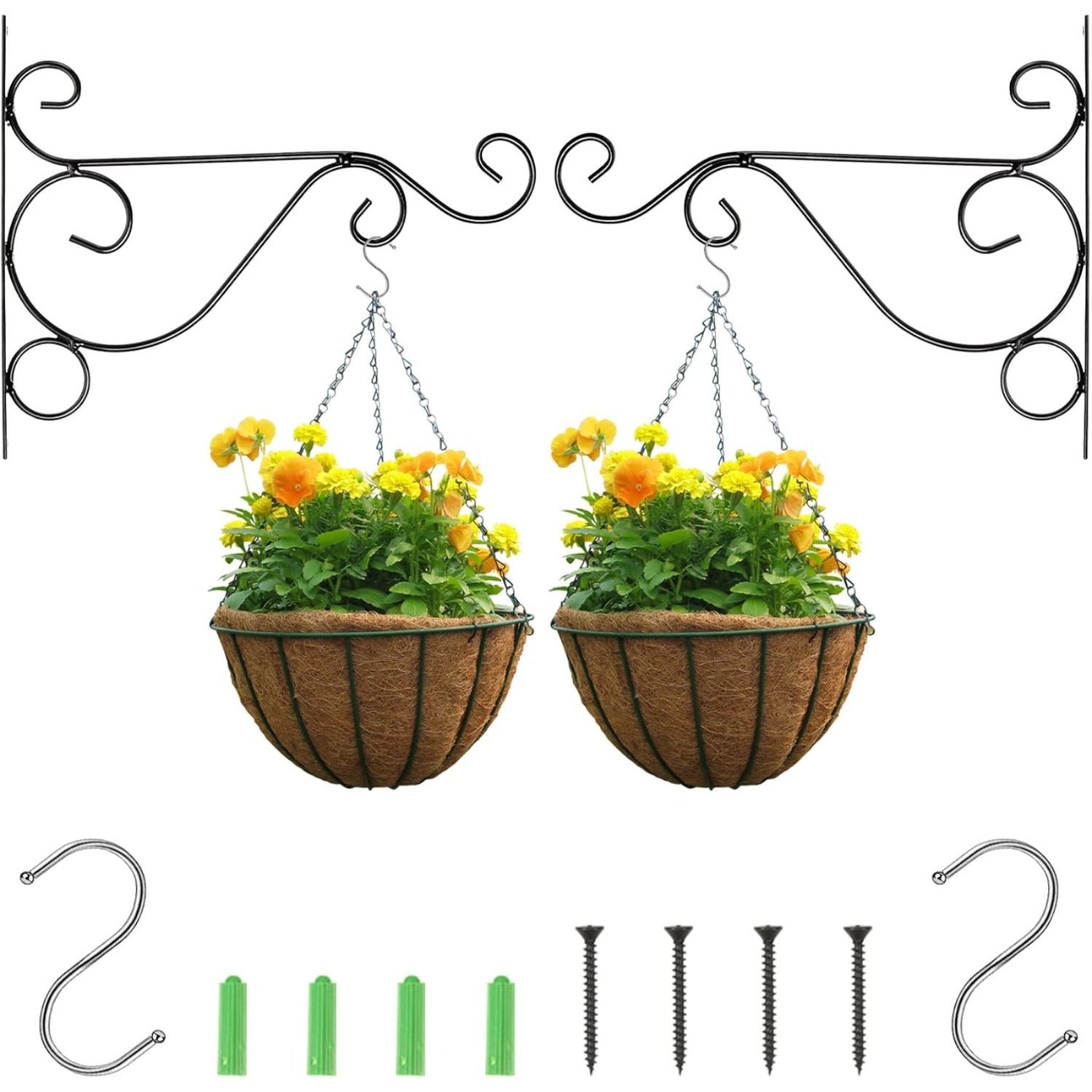 Supports pour paniers suspendus 2 pièces : cintres de plantes métalliques