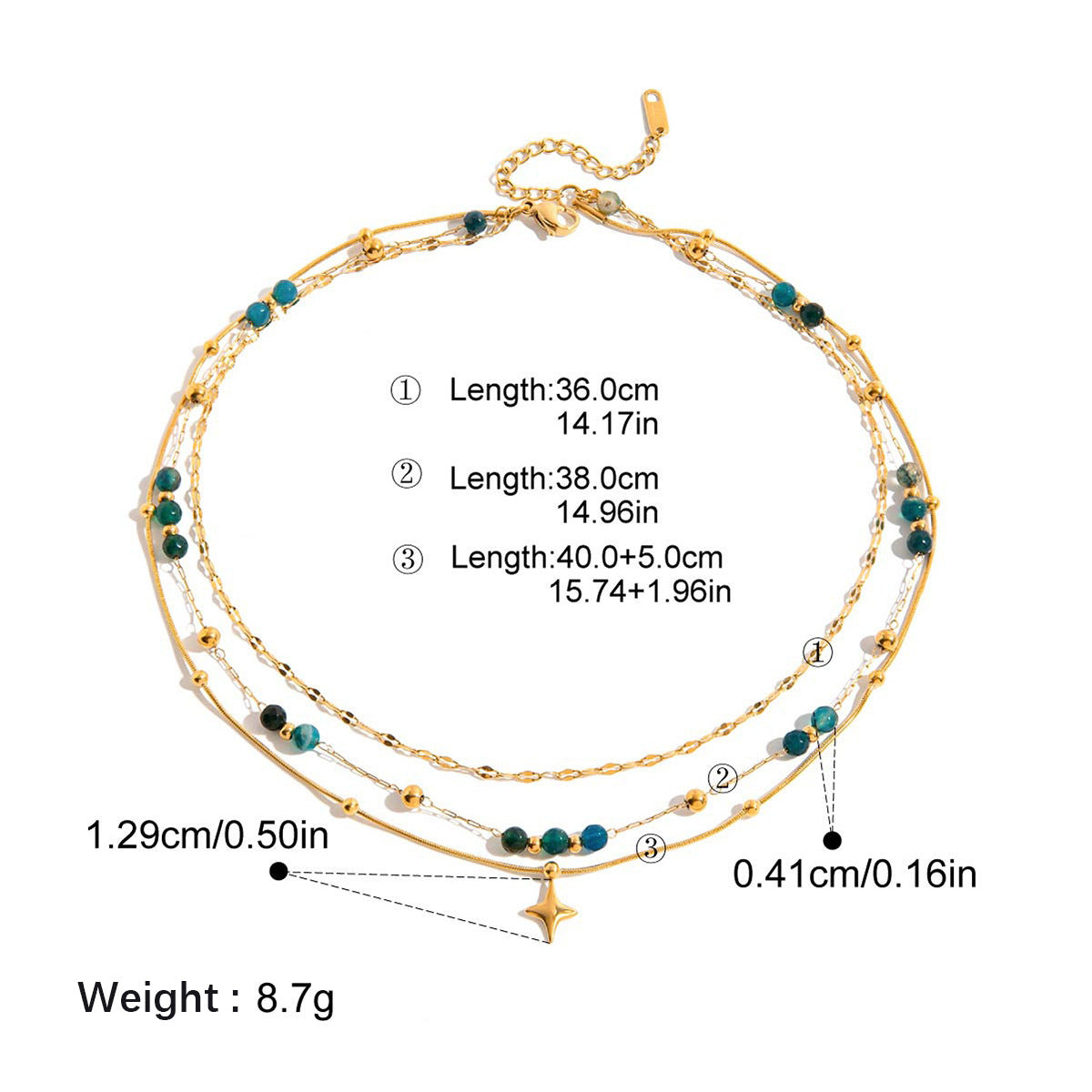 Collier en acier Titanium pour femmes en pierre naturelle