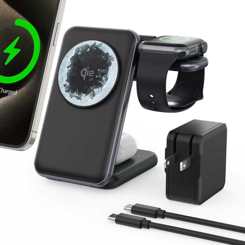 Chargeur sans fil pliable 25W 3-en-1 pour Smartwatches Téléphones