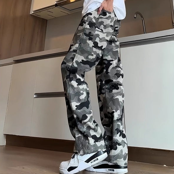 Camouflage Pantalon large à jambe droite