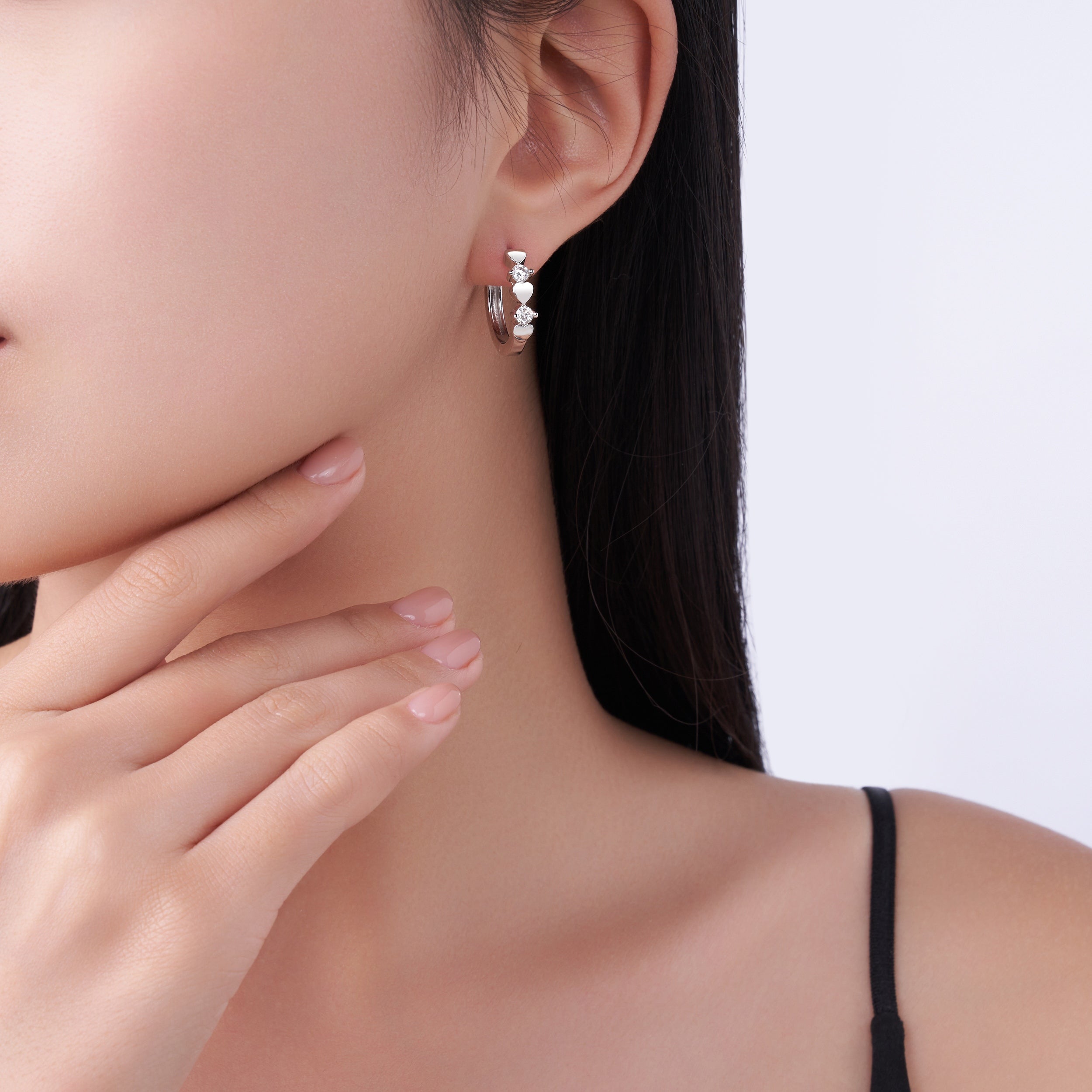 S925 Boucles d'oreilles de coeur en argent sterling