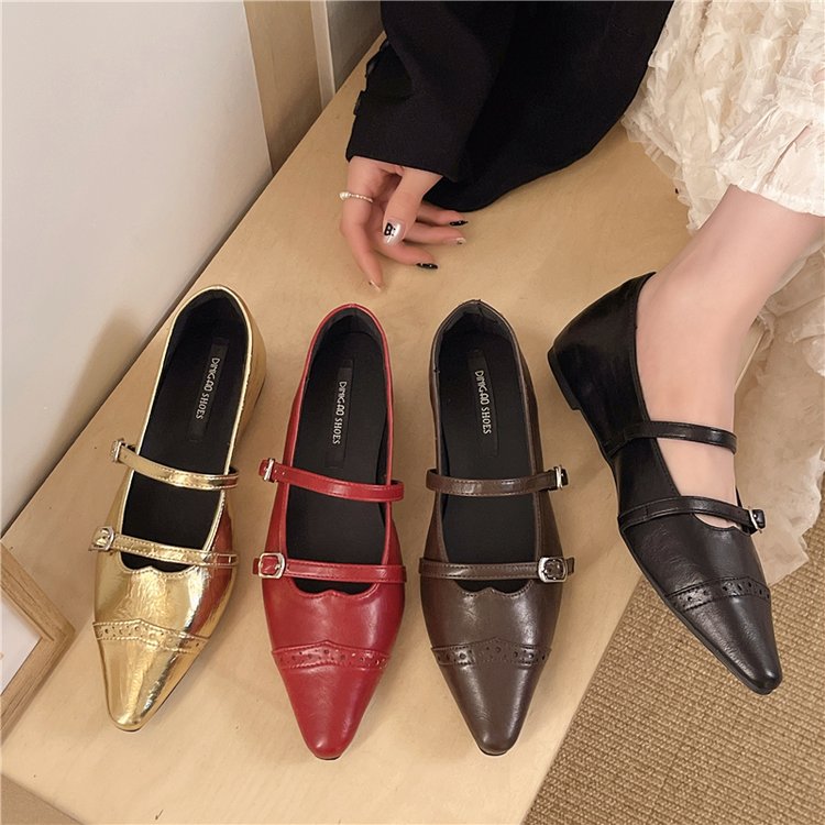 Design Sense Niche Simple Bouton Pointed Commuter Chaussures Pour Femmes