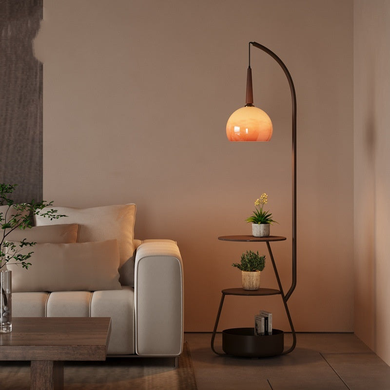 Lampadaire ambulant intégré côté lit vintage