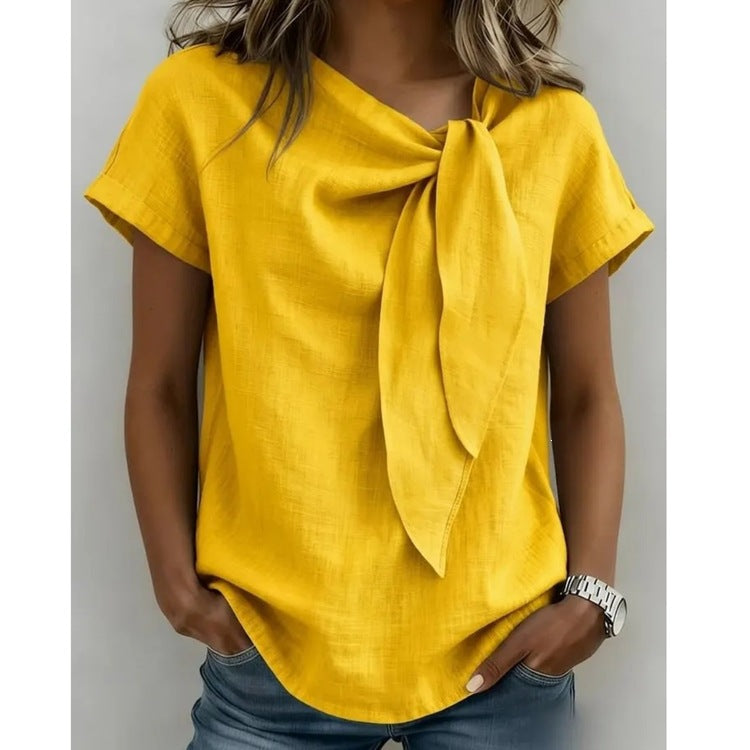 T-shirt de mode à manches courtes en coton à manches courtes pour les femmes du printemps et de l'été