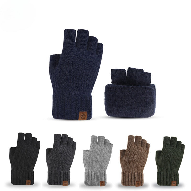 Gants à demi-doigts à mailles thermiques pour hommes