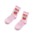 Fraises Chaussettes en lait de bananes Femmes Longueur mi-calf