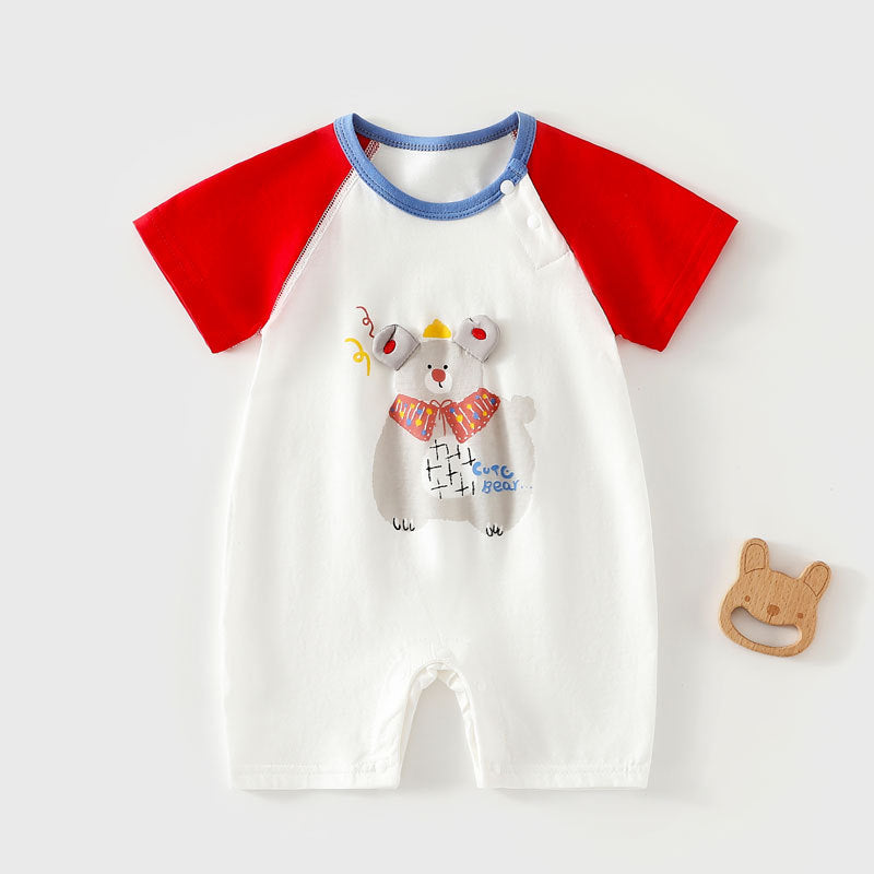 Pure Cotton Baby à manches courtes Onesie Romper sans couture Body-suit léger et climatisé