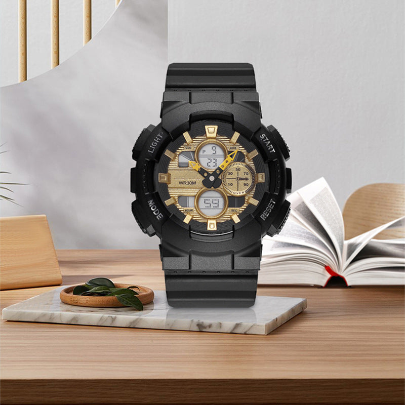 Men's Waterproof synchrone Double Inserts Electronic Watch Fashion
