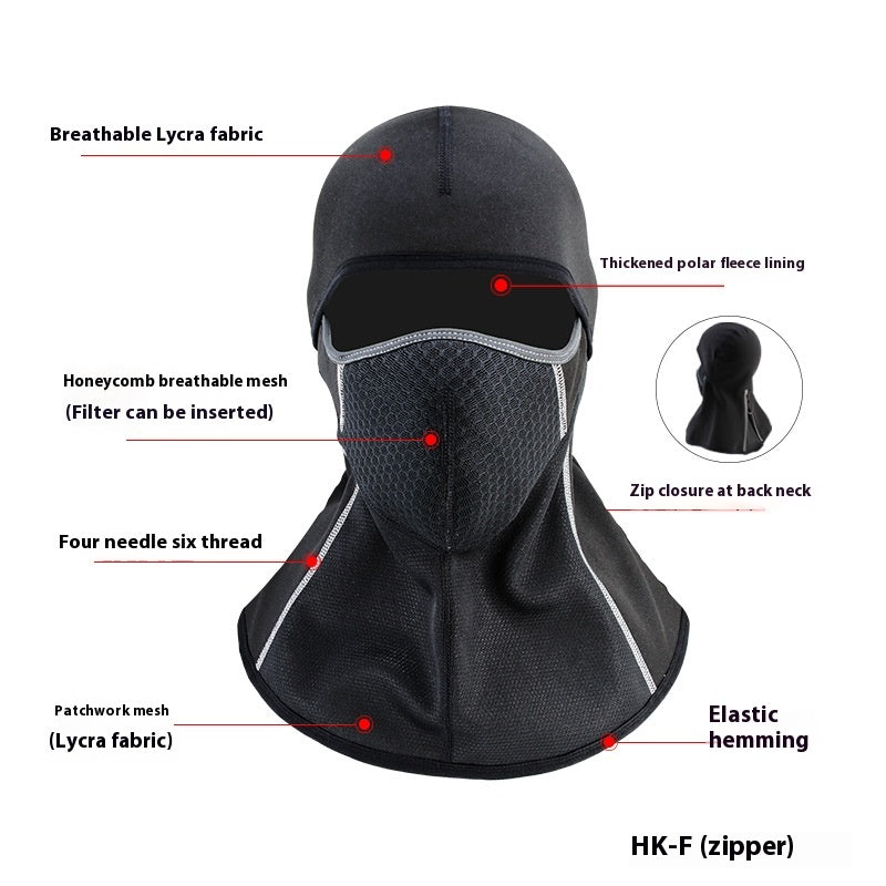 Masque de vélo d'hiver Hotte de moto chaude en plein air Ski coupe-vent