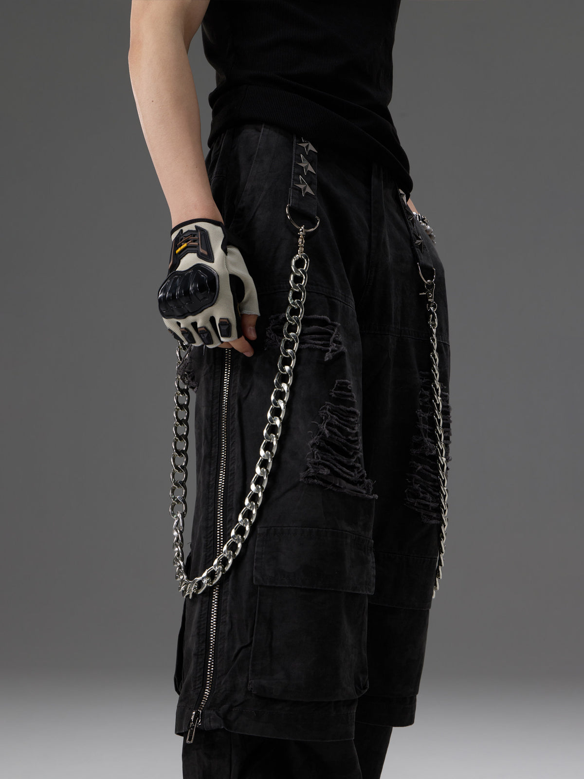 Chaîne de ceinture en métal pour vêtements de travail Pantalons Faux Conception en deux parties