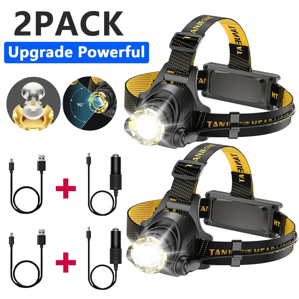 12000000lm LED Headlamp USB Rechargeable Headlight Head Torch Flashlight