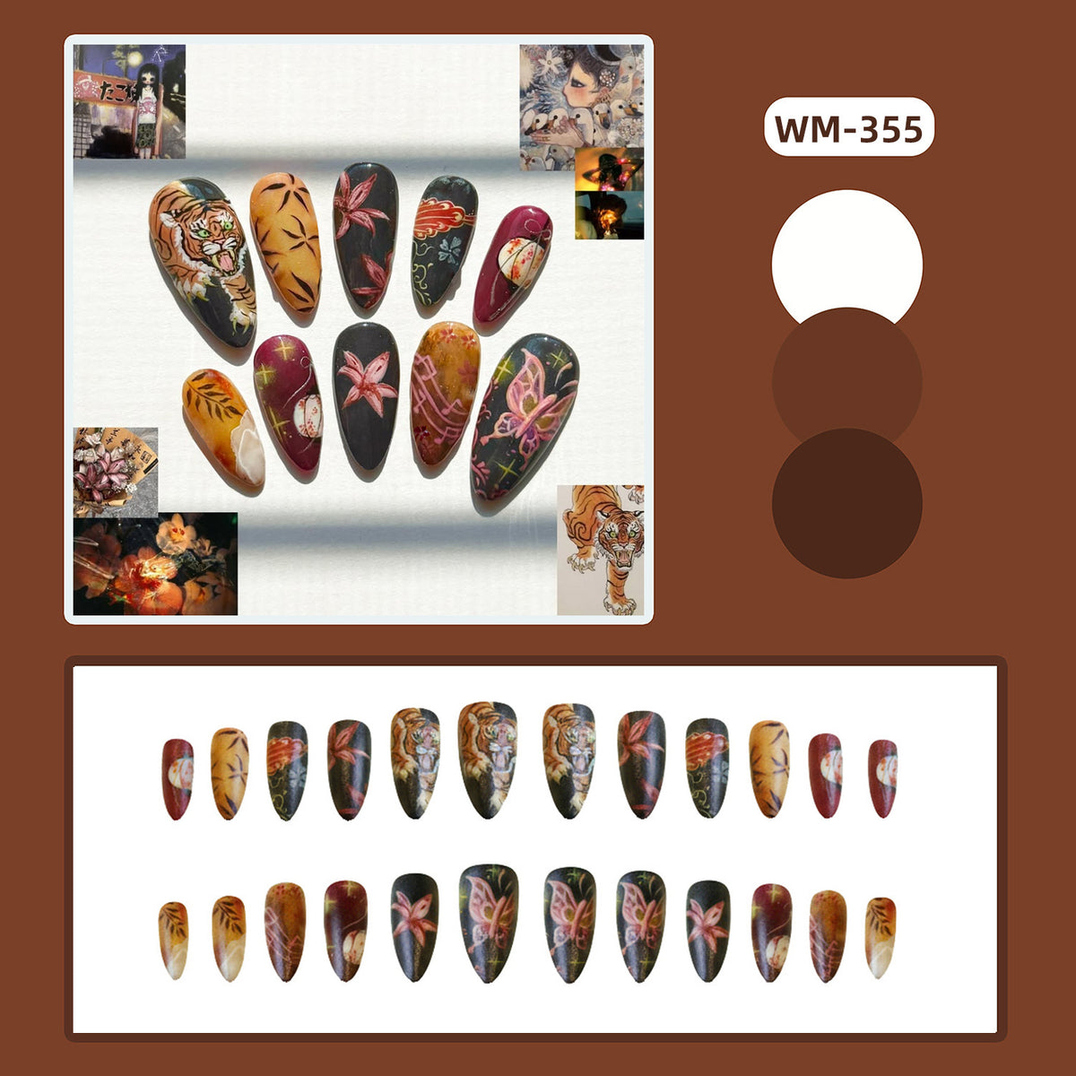 Retro Tiger Style Conseils pour ongles 24 pièces