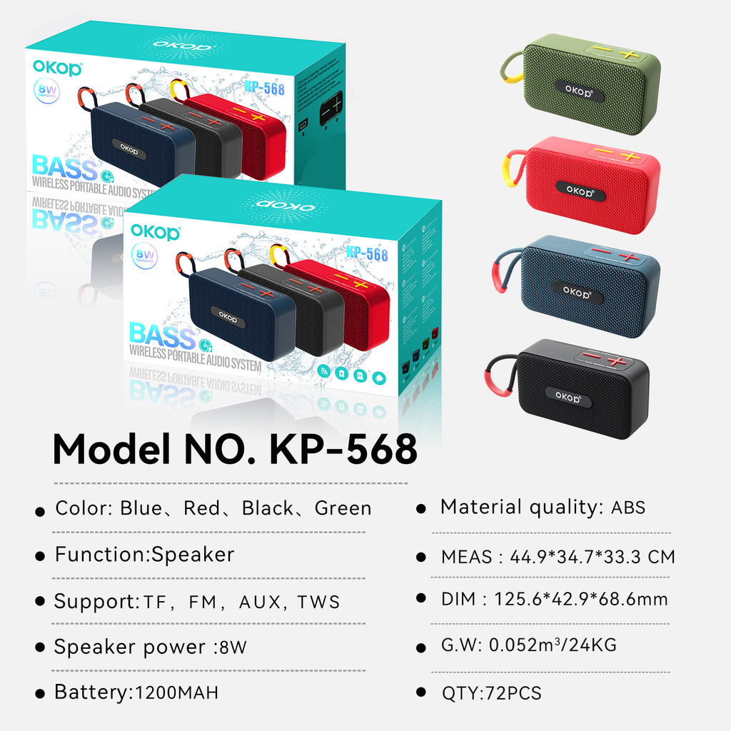 KP-568 Mini haut-parleur Bluetooth carré sans fil portable avec poignée Ca