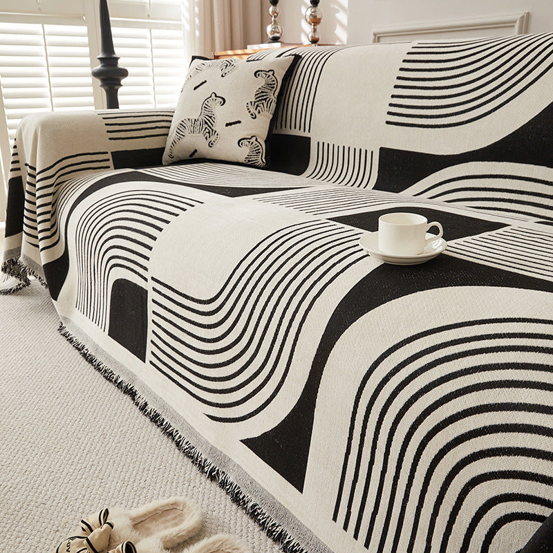 Chenille Housse de canapé Enveloppe complète Design universel minimaliste épais pour toutes les quatre saisons
