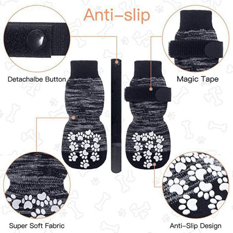 Chien De taille moyenne Chien Imperméable Anti-goutte Chaussette intérieure Chaussette de cheville de chien chaude
