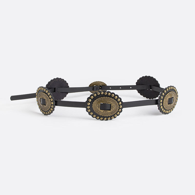 Bohemian Style Ceinture Accessoires Western Style Ceinture pour Femme Tout-match PU Ceinture mince