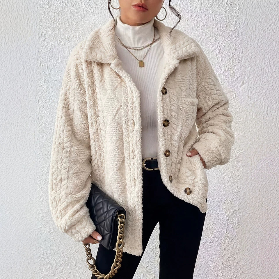 Veste Diamond-Check en peluche bouton-avant