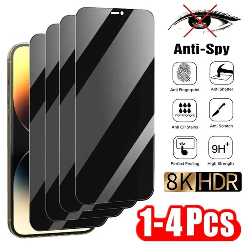 1-4Pcs Protection de l'écran de protection de la vie privée pour le verre anti-espion