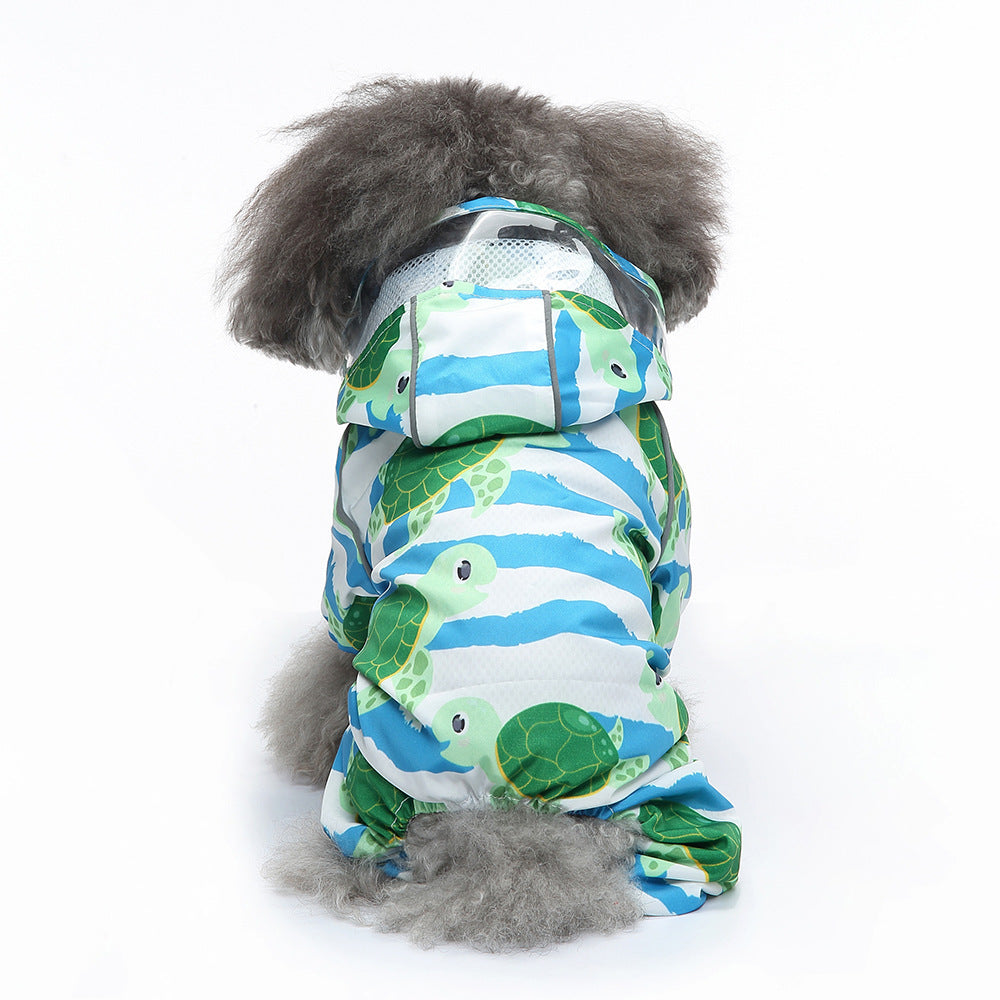 Pet Sound Dog Raincoat à quatre pattes Reflective Raincoat Pattern Dog Four Seasons Universal