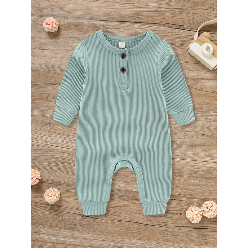 3-Pack Nouveau-nés Bébés Garçons & Filles Longue Manches Ribbed Romper Soft Button Front Jump