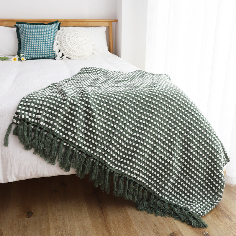 Couverture à mailles pointillée de style nordique Gauze Tassel
