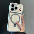 Mecha-style Frame Magnétique-suction Stand Matte Skin-feel Phone Case