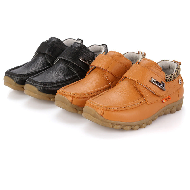 Pompes en cuir véritable pour garçons Soft Bottom Middle and Big Children
