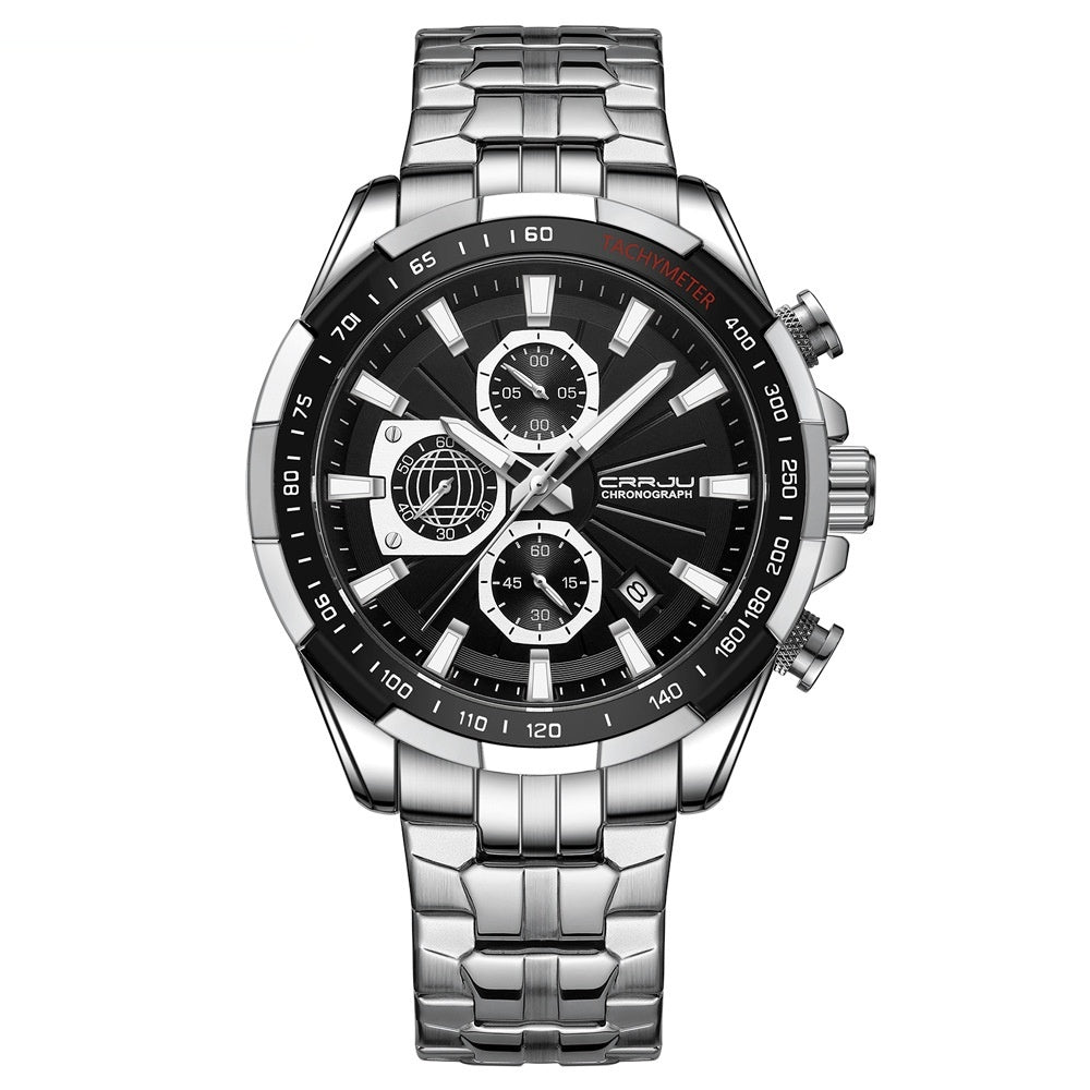Men's multi-function waterproof stainless steel watch