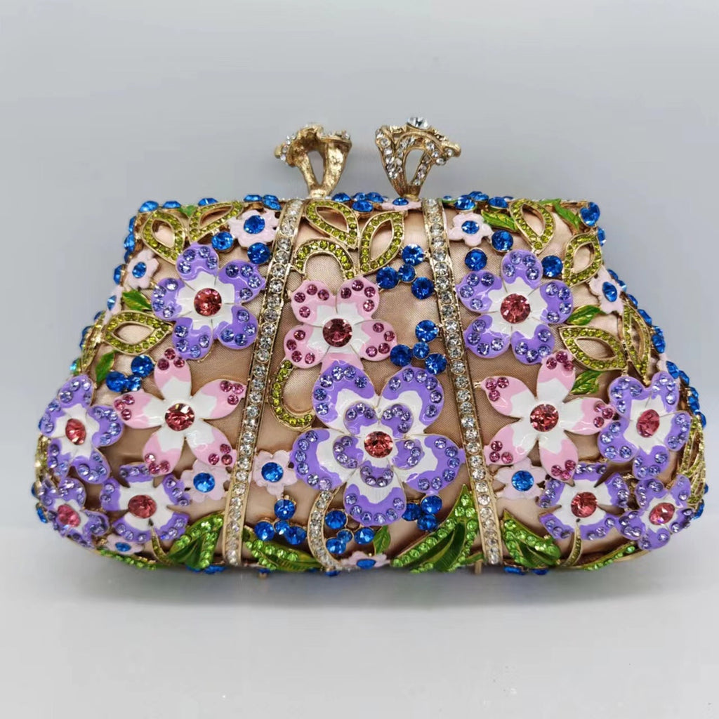 Dripping Oil Diamond Soiring Bag Enamel Color Flower Clutch