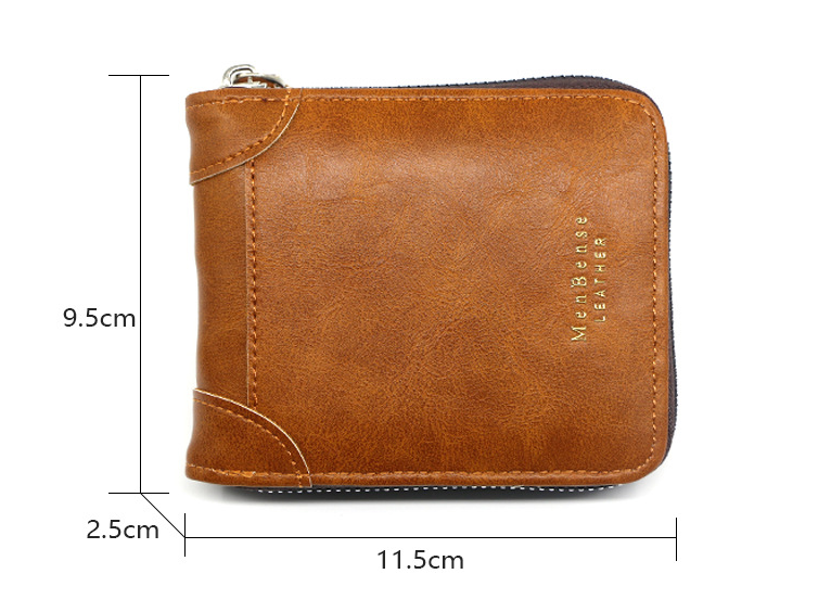 Portefeuille homme court Casual Zipper Pièce Purse