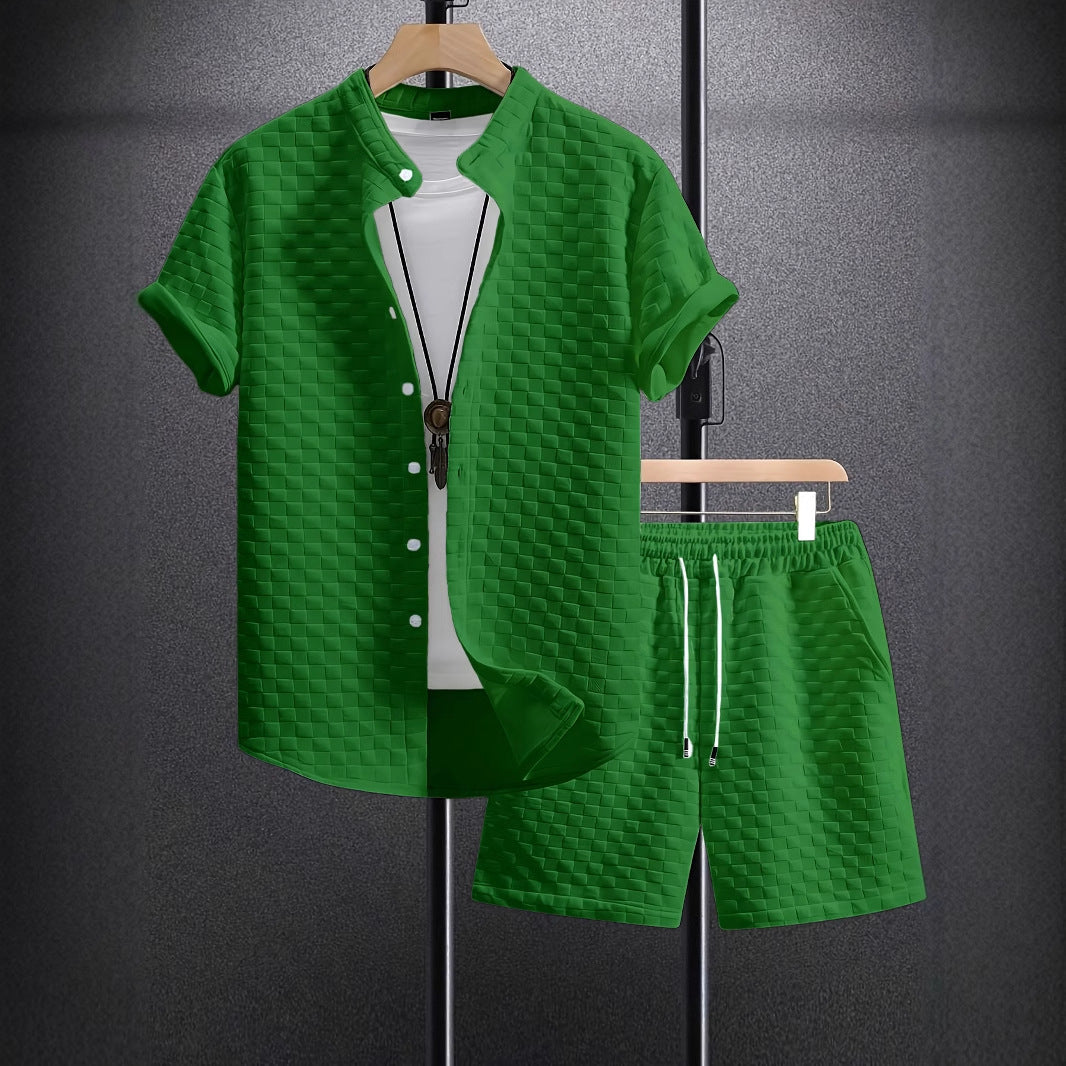 Chemise à manches courtes Jacquard pour hommes