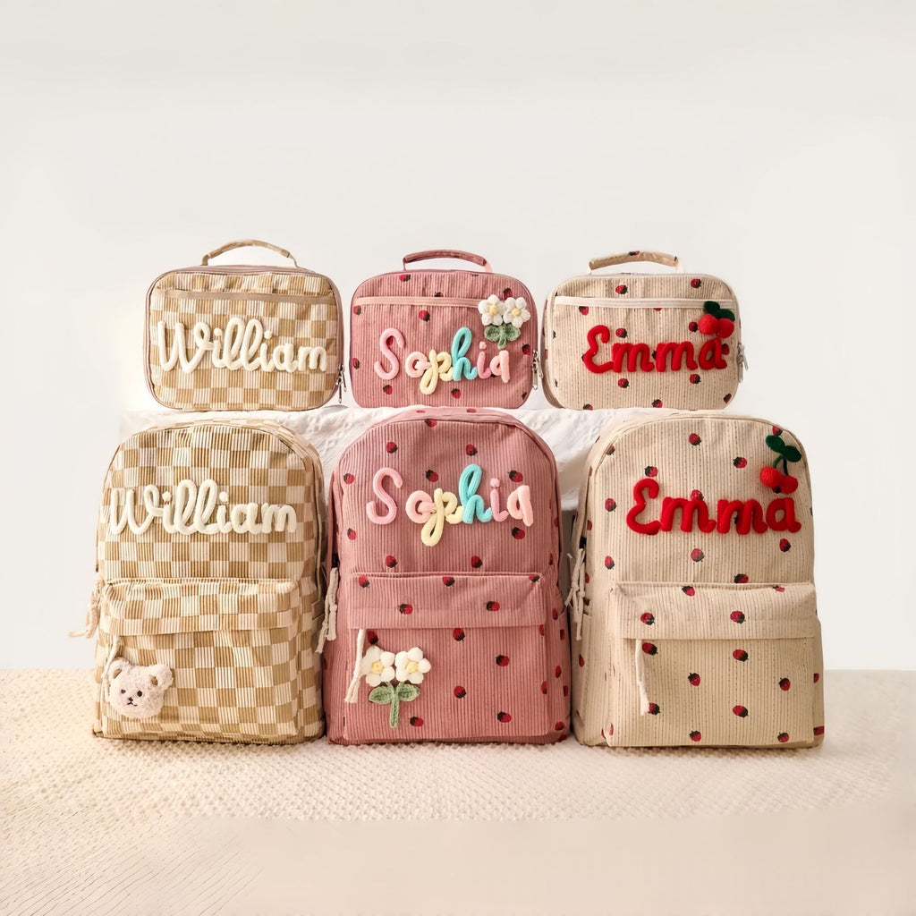 Retour à l'école Saison enfants Sac à dos et sac à lunch Set Chunky Fils fait main