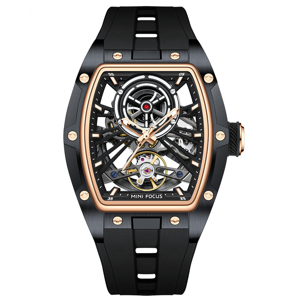 Boîtier en acier pour homme Montre mécanique automatique Full Hollow