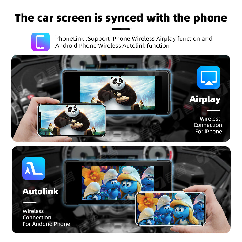 Moto sans fil Carplay Navigation Android Anto avant et arrière double Bluetooth caméra R