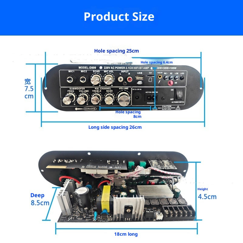 Conseil d'amplificateur numérique Bluetooth 21 canaux haute et basse tonalité Super Dynamic Bass Boost Bonjour