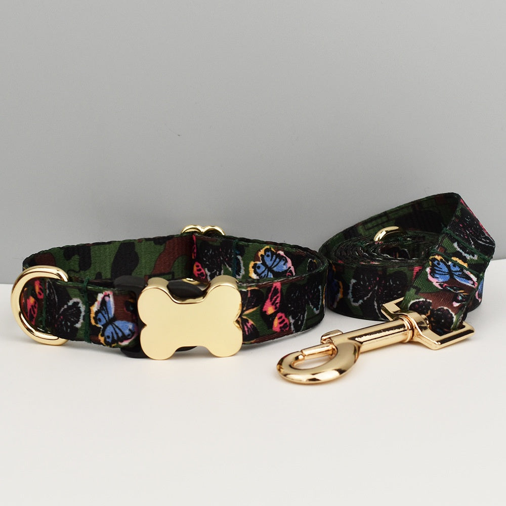 Style ethnique Webbing Bone Buckle imprimé collier pour animaux de compagnie