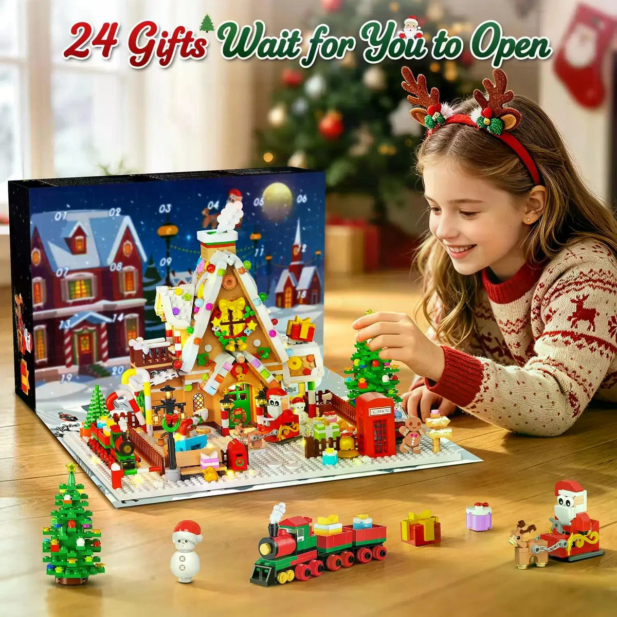 1642-Piece Mini Gingerbread House Calendrier de l'avent