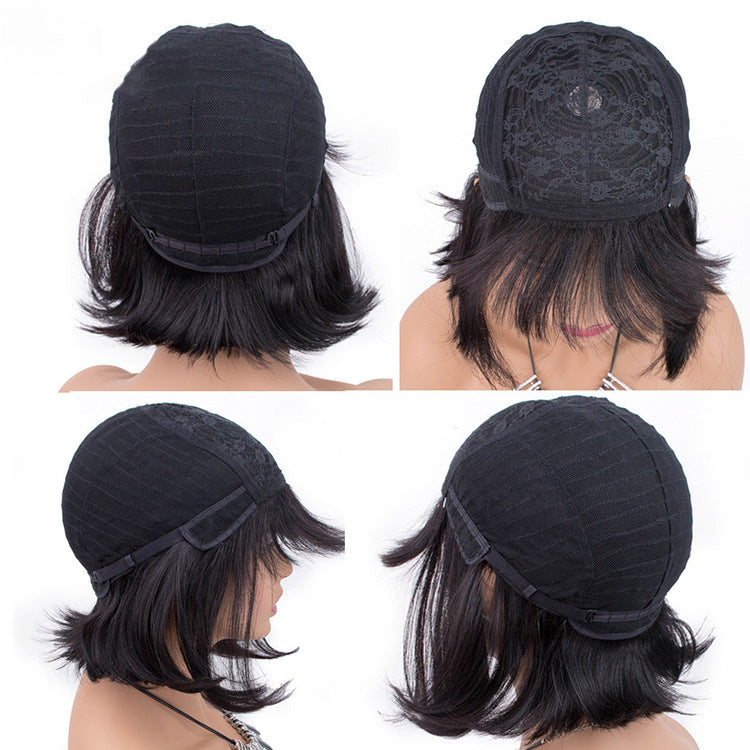 Cheveux humains Bob Wig Headgear Woven Top Coeur est naturel et réaliste