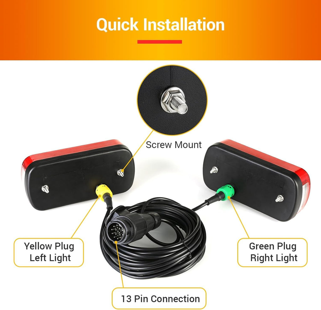 Remorque Tail Lights Kit camion indicateur de lampe arrière Kit de câblage 13 broche 12V
